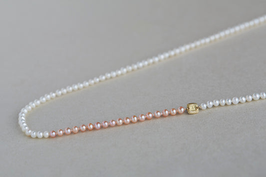 Pink ＆ white bicolor pearl necklace