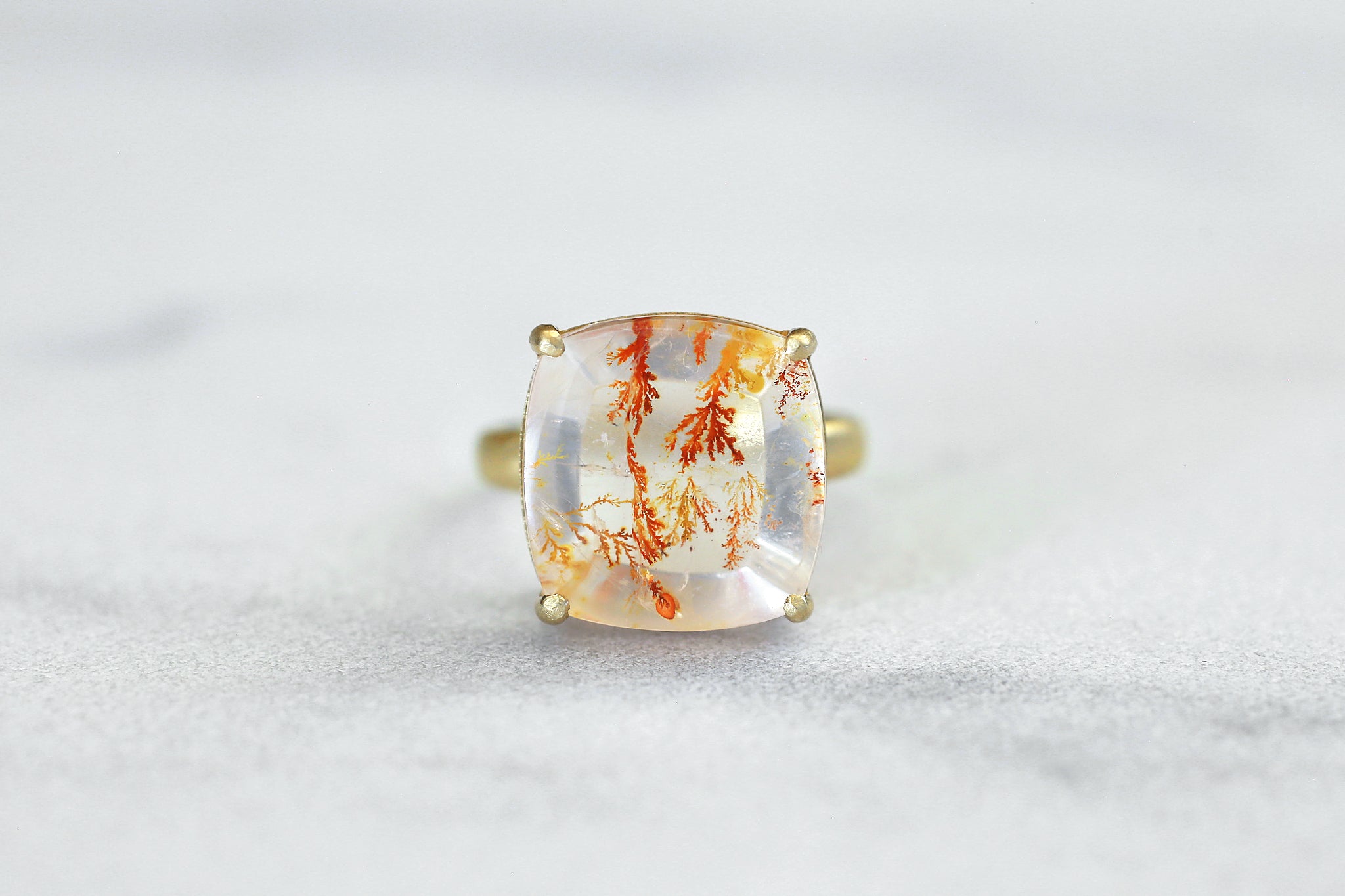 Red dendritic quartz ring