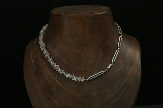 Original chain & stone necklace / herkimer quartz