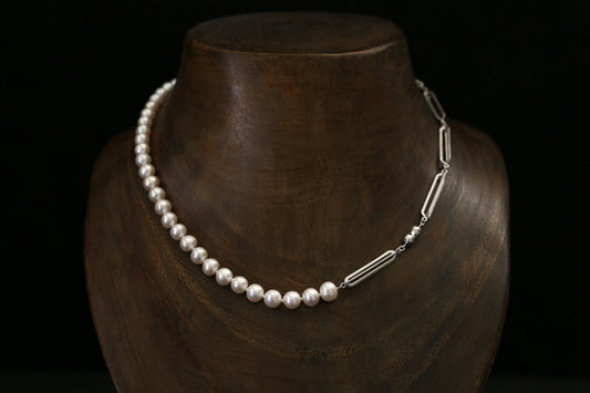 Original chain & pearl necklace / white