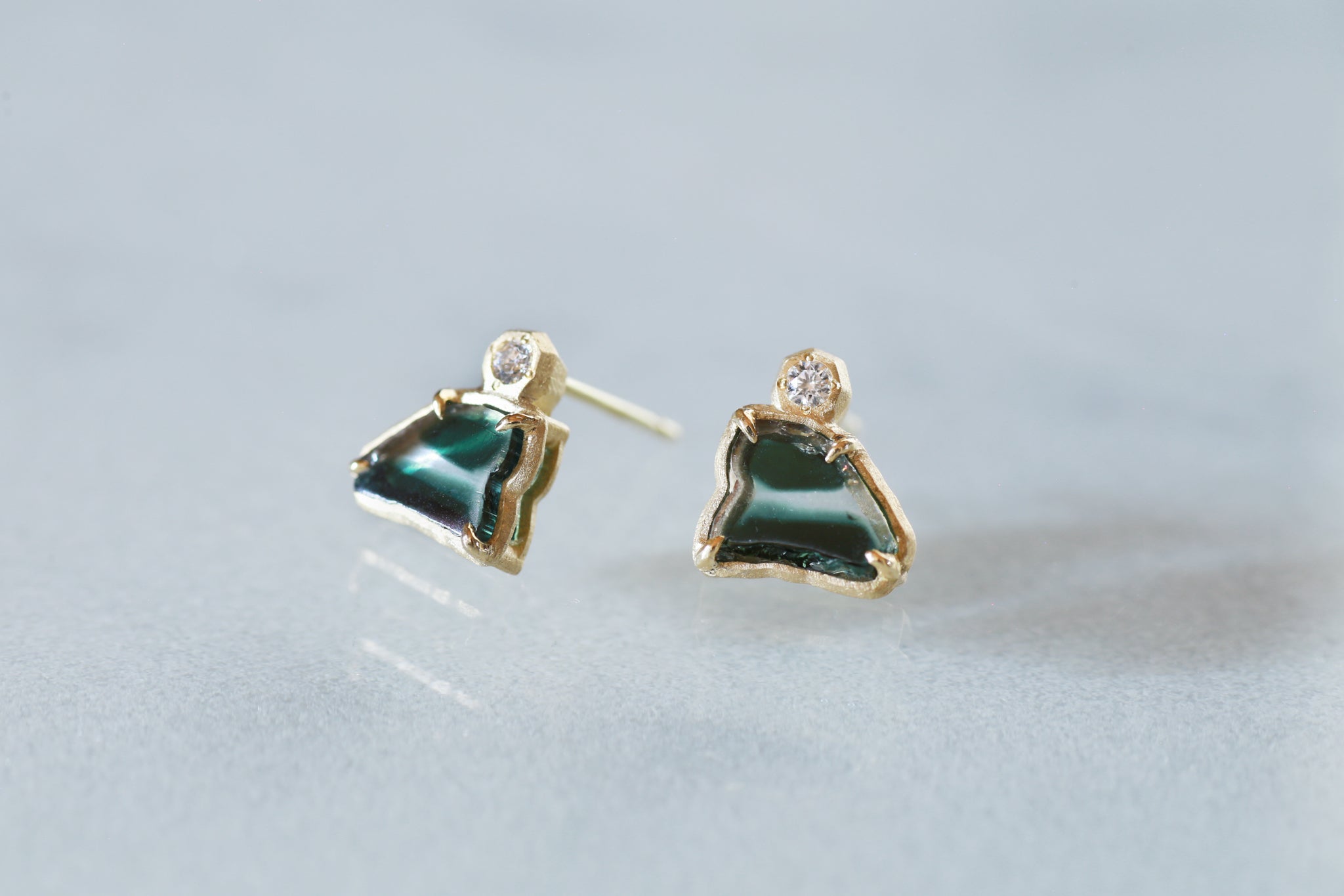 春色 バイカラー トルマリン ピアス Bi-Color Tourmaline earrings-