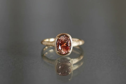 Red oregon sunstone ring