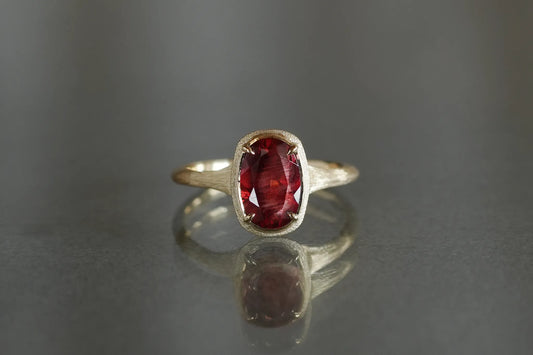 Red oregon sunstone ring