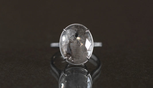 Brookite in quartz ring