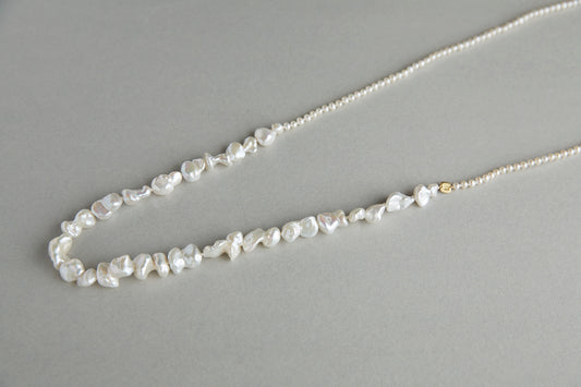 Mix size pearl long necklace（baroque）