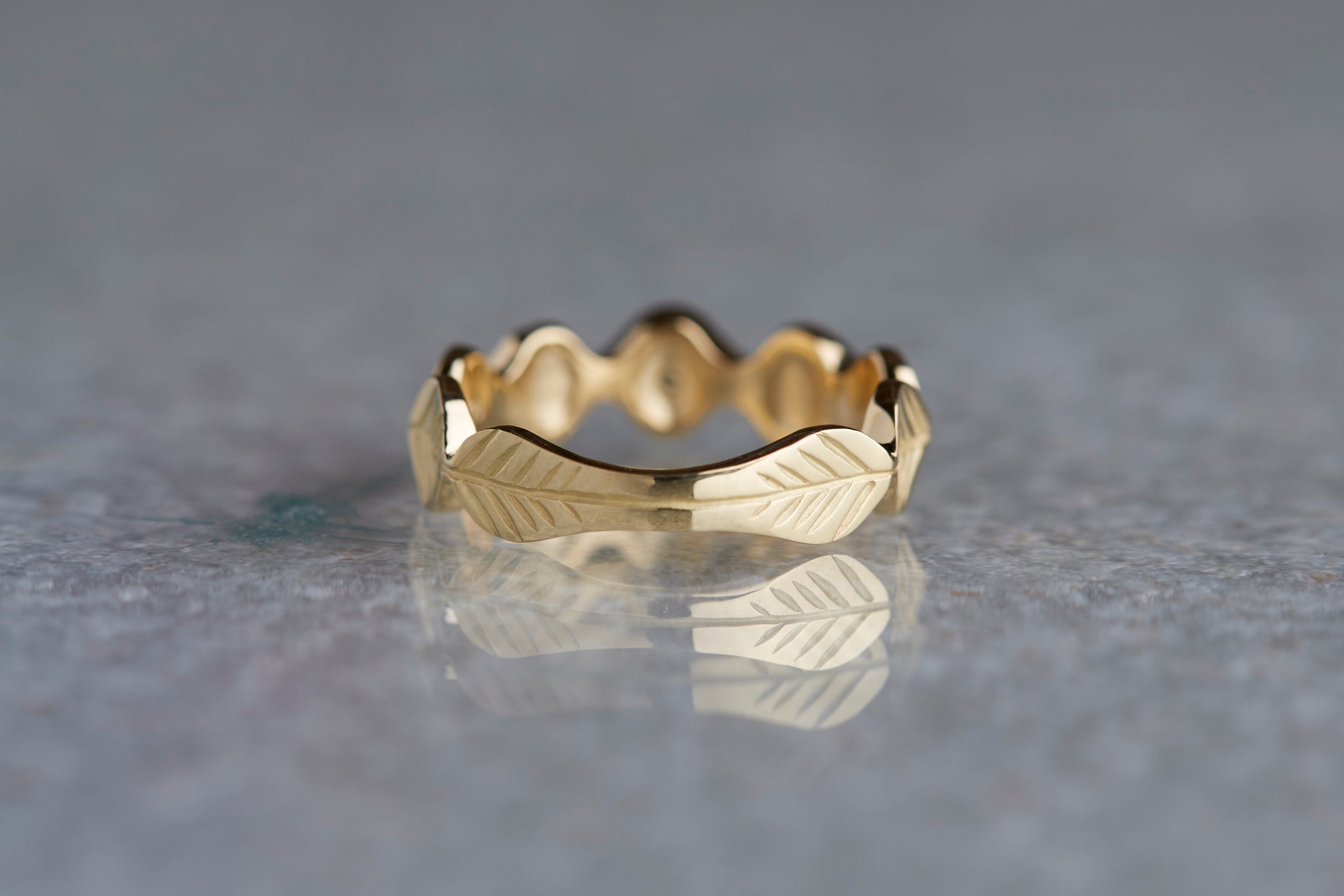 Leaf ミルグレインリング+オリーブダイヤモンド– Ryui