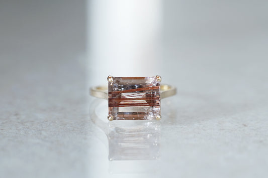 Red rutilated quartz ring