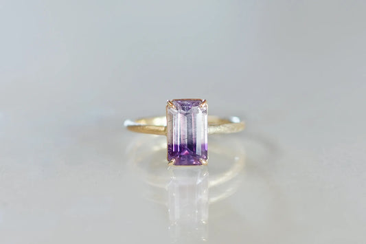 Goethite in amethyst ring