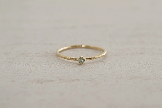 Twig ring + diamond (olive)