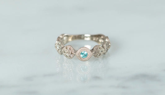 Leaf pave ring + paraiba tourmaline