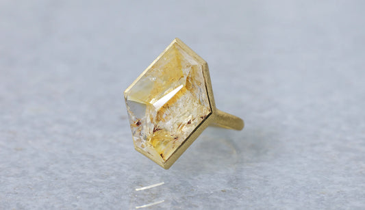 [Canna Oshiro × Ryui] Goethite in bicolor citrine ring