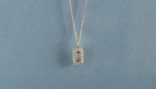 Baguette cut diamond necklace (light brown)