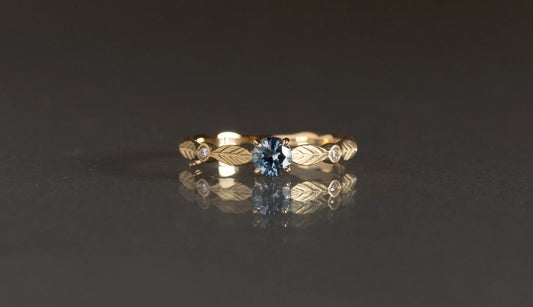 Bloom ring + bicolor blue sapphire