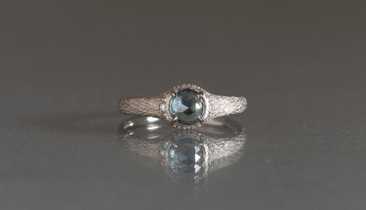 Coat ring + rose cut montana bicolor sapphire & diamonds
