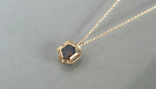 Trapiche sapphire necklace + diamonds (salt & pepper)