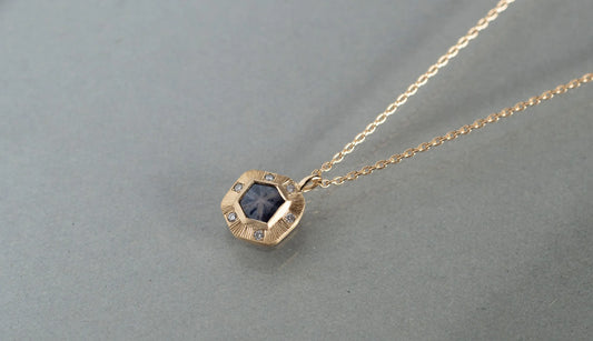 Trapiche sapphire necklace + diamonds (salt & pepper)
