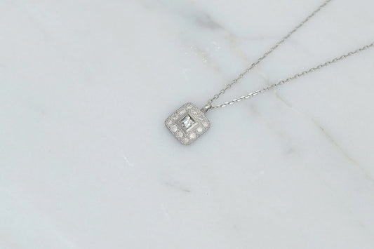 Square cut diamond necklace