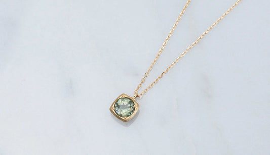 Plump necklace + ludwigite in peridot