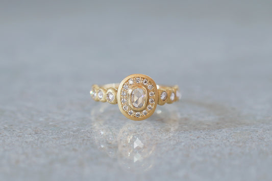 Pebble little ring+rose cut diamond