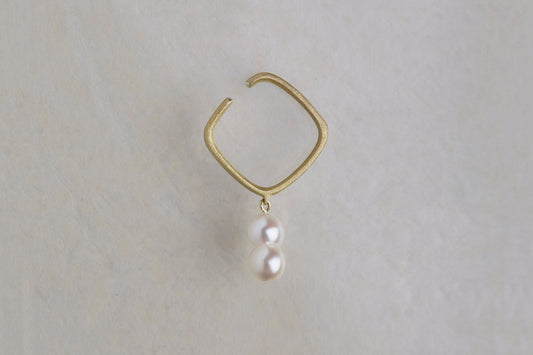 Syami hanging ear cuff + akoya twin pearl / K18