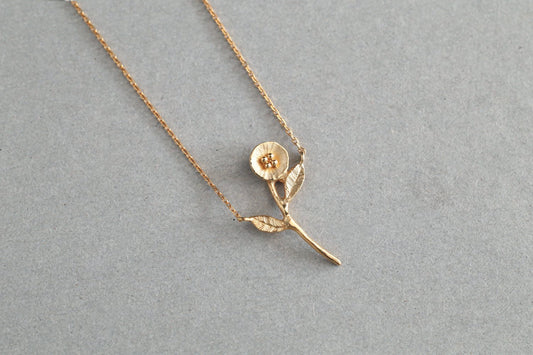 Petit flower necklace " ひと枝 " / K18
