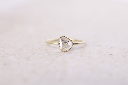 Twig ring + rosecut diamond " D " / K18