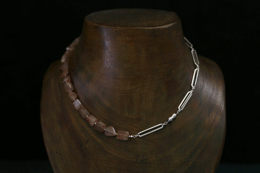 Original chain & stone necklace / sunstone