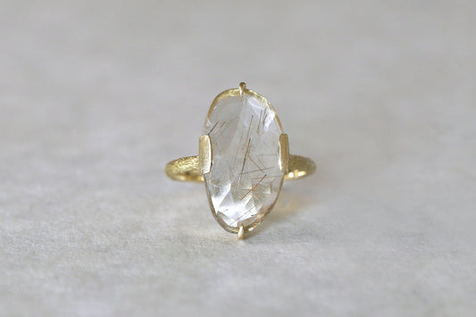 Coat gold rutile quartz ring