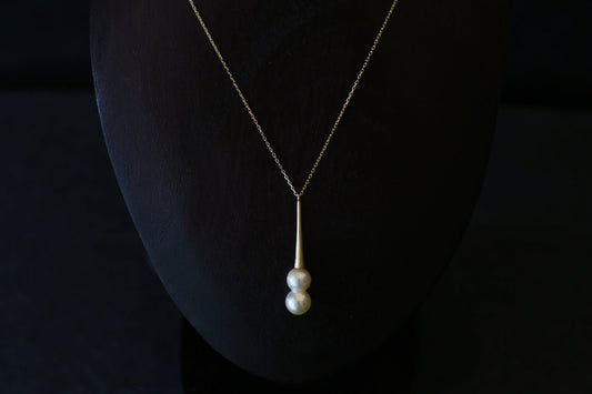 Raindrop akoya twins pearl long necklace