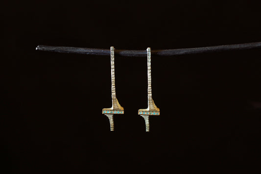 Unknown knowns earrings + paraiba tourmaline / K18